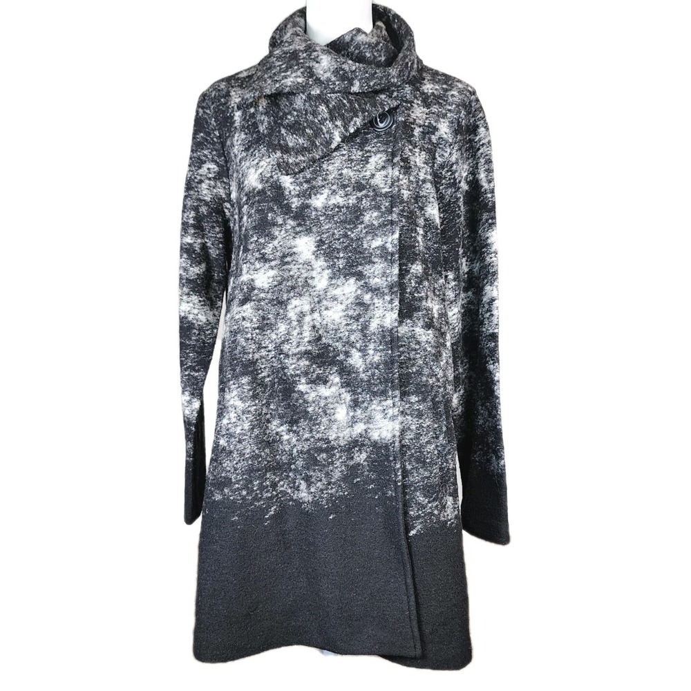 Cynthia Rowley Wool Blend Coat‎ Womens Medium Black Gray Long Lightweight Casual